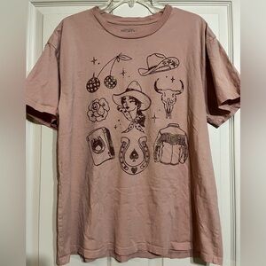 Mighty Fine Cowboy Graphic Tee in Dusty Pink